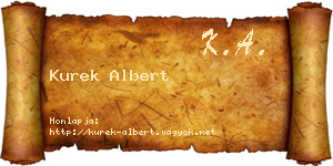 Kurek Albert névjegykártya